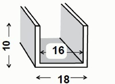 Profilé U PVC blanc 10 x 18 x 10 x 1 mm intérieur 16 mm 2,60 m CQFD