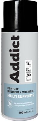 Bombe de peinture multi supports noir brillant éco 400 mL - ADDICT
