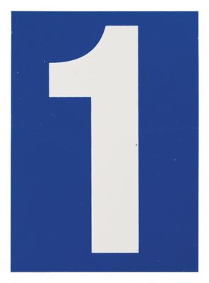 Plaque chiffre 1 adhésive 65 x 90 mm fond bleu THIRARD