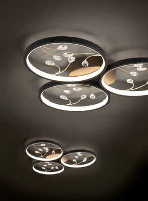 Plafonnier LED Groovy noir 3600 lumens blanc chaud - TRIO