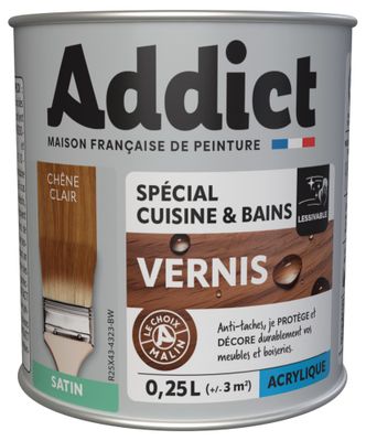 Vernis bois spécial cuisine et bains satin chêne clair 250 mL - ADDICT