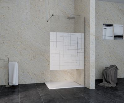 Paroi de douche à l'italienne 100x195 cm profilé chrome verre sérigraphié 6 mm Serenity - OCEA