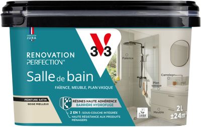 Peinture de rénovation pour salle de bain beige moelleux finition satinée 2L - V33