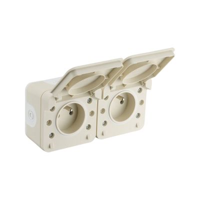 Double Prise 2 pôles+terre étanche IP55 Cyklone horizontale sable - DEBFLEX