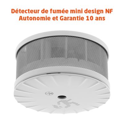 Détecteur de fumée Mini NF Autonomie 10 ans - EVACUATE