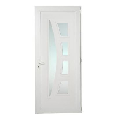 Porte d'entrée Berlin pvc blanc poussant gauche 215 X 90 cm CLOSY