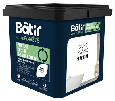 Peinture cuisine et bain satin ours blanc 2 L - BATIR NOTRE PLANETE