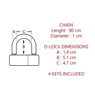 Chaîne antivol gainée 90 cm avec cadenas U noir MASTER LOCK