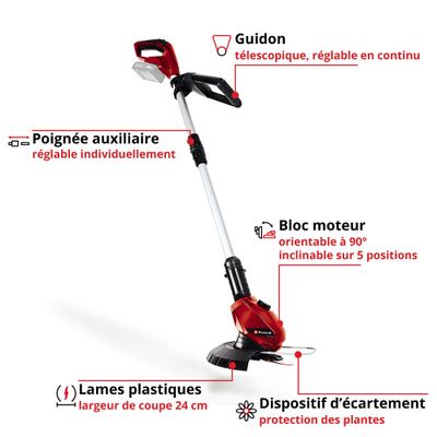 Coupe-bordure à batterie 18 V diamètre 24 cm GE-CT18Li EINHELL