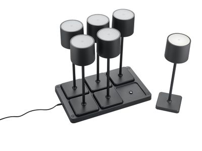 Lampes à poser extérieur rechargeables LED Fernandez NOIR IP54 130 lumens blanc variable CCT par 6 - REALITY