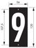 Plaque chiffre 9  à visser 56 x 130 mm fond noir THIRARD