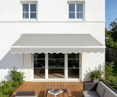 Store Banne 395 x 300 cm Structure Anthracite Toile Grise