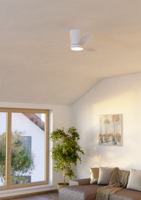 Ventilateur de plafond silencieux avec lumière LED + télécommande Blanc Ø91cm - Baracarès EGLO