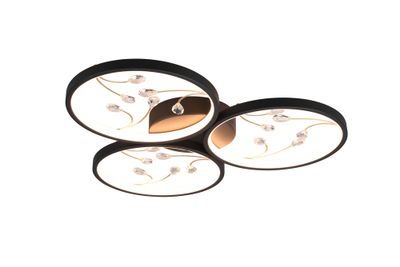 Plafonnier LED Groovy noir 3600 lumens blanc chaud - TRIO