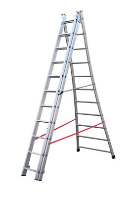 Echelle transformable 3 plans 3 x 11 échelons 6,50 / 7,30 m Premium avec base évasée aluminium - HAILO