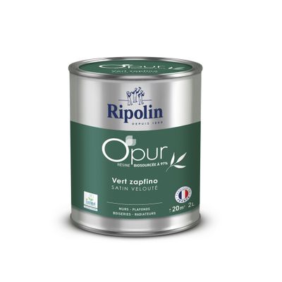 Peinture O'PUR Satin VERT ZAPFINO 2 L - RIPOLIN