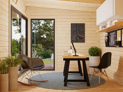 Studio de jardin en bois Andrea avec baie double vitrage -  12 m² hors-tout - Livraison à domicile incluse - PALMAKO