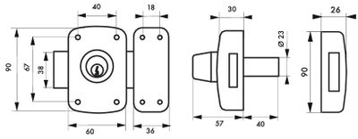 Verrou de porte d'entrée vitrée Corvette à cylindre double entrée 40 mm doré 3 clés THIRARD