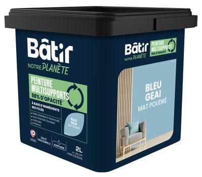 Peinture multi supports mat bleu geai 2 L - BATIR NOTRE PLANETE