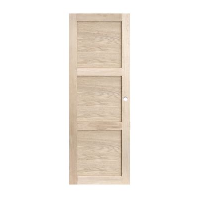 Porte coulissante plaquée chêne 3 panneaux pleins 204 x 93 cm