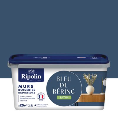 Peinture murs, boiseries et radiateurs bleu de bering satin 2,5 L - RIPOLIN