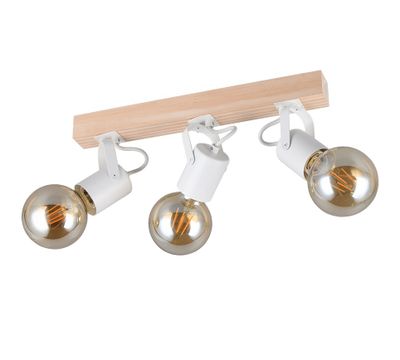 Réglette 3 spots E27 Lynar blanc et bois E27 3x10W - REALITY