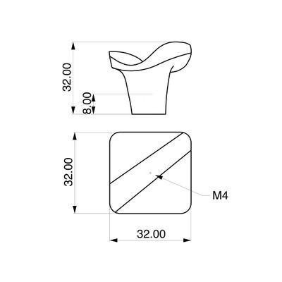 Bouton de meuble vague chromé mat 32 x 32 mm REI