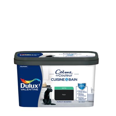 Peinture Crème de Couleur Cuisine et Bain Satin Noir 2 L - DULUX VALENTINE