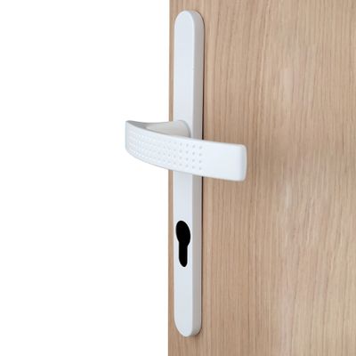 Poignées de porte sur plaques étroites à cylindre Ibiza blanc mat ALPERTEC