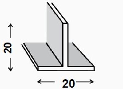 Profilé en T aluminium brut 20 x 20 x 1,5 mm 2m  CQFD