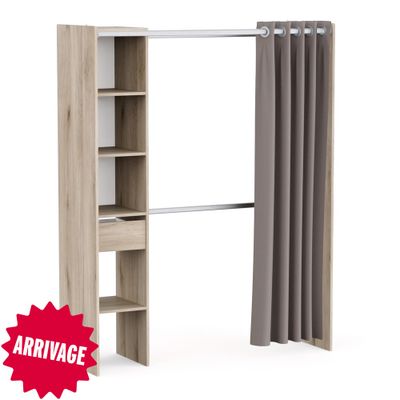 Kit de dressing effet chêne 183 X 144,2 x 50 cm + 1 tiroir CBA MEUBLES