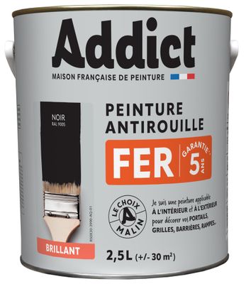 Peinture FER Brillant noir ral 9005 2,5 L - ADDICT