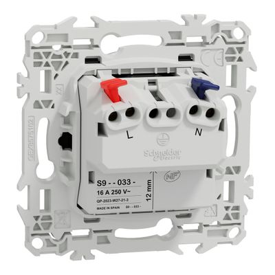 Prise affleurante 2 pôles à bornes automatiques Odace 2025 noir - SCHNEIDER ELECTRIC
