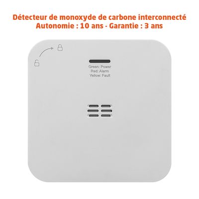 Détecteur de monoxyde de carbone interconnectable Autonomie 5 ans - EVACUATE