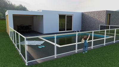 Barrière de piscine en aluminium blanc et verre 1,50 m - HOMALU