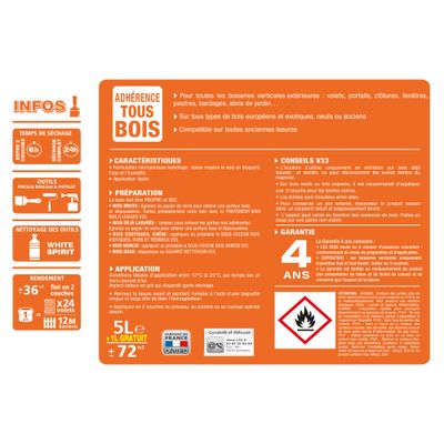 Lasure bois classique extérieure incolore 5 l + 20 % V33