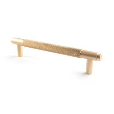 Poignée de meuble cylindrique aluminium doré mat entraxe 128 mm REI
