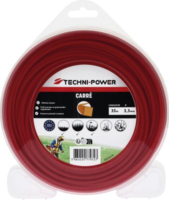 Fil nylon carré 3,3 mm 35 m TECHNI-POWER