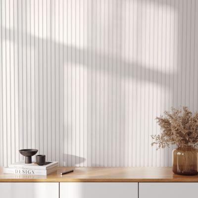 Panneau décoratif MDF 3D Latt fond blanc à peindre - Lot de 2 - 20 x 287 x 1250 mm - AJ TIMBER
