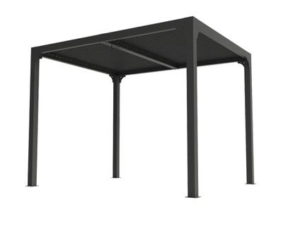 Pergola bioclimatique autoportante manuelle aluminium balcon et terrasse PER2430BI gris 7,2 m², Livraison à domicile incluse - HABRITA