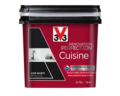 Peinture de rénovation pour cuisine noir quartz finition métallisée 0,75L - V33
