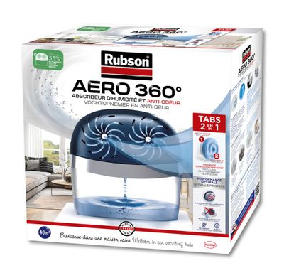 Absorbeur d'humidité Aéro 360° 40m² + 2 recharges RUBSON