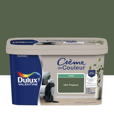 Peinture crème de couleur Vert Tropical Satin 2,5 L - DULUX VALENTINE
