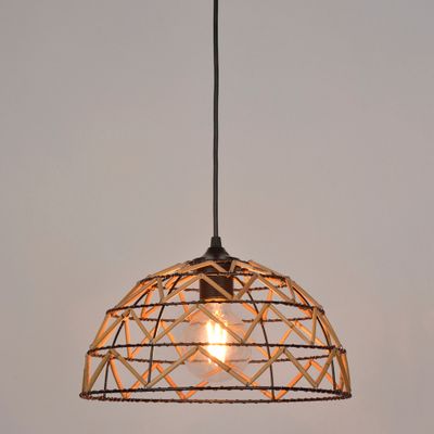 Suspension E27 100W Ø31 cm métal noir et tressage - Wokabi COREP