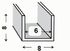 Profilé U aluminium brut 8 x 8 x 8 x 1 mm intérieur 6 mm 2,50 m CQFD