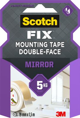 Ruban adhésif double face miroir et salle de bains blanc 1,5 m x 19 mm 5 kg - SCOTCH