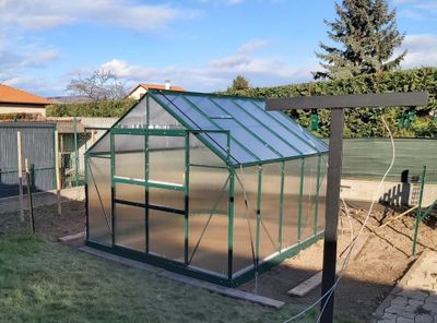Serre jardin en aluminium  verte en polycarbonate 7,44 m², Livraison à domicile incluse - HABRITA