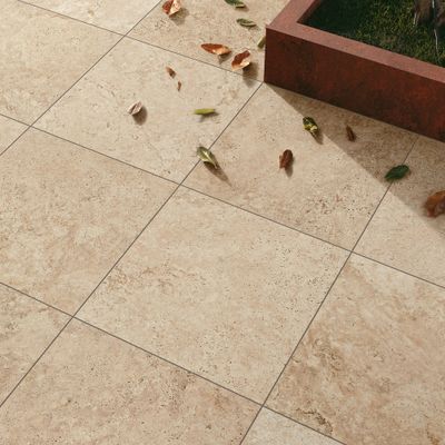 Carrelage de sol extérieur TRAVERTINO ép 20 mm 60 x 60 cm rectifié paquet de 0.72 m²
