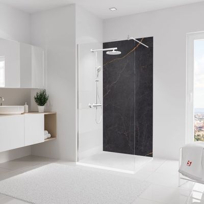 Panneau mural de douche 100x210 cm marbre anthracite cuivre DécoDesign Softtouch - SCHULTE