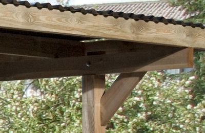 Carport simple -  606 Imprégné avec arc - 311 x 116 cm - toit PVC Livraison gratuite domicile WEKA
